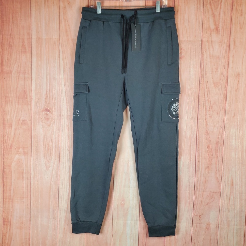 Supply & Demand Mind Jogger Pants Mens XL Gray Stretch Medusa Logo Tapered Leg